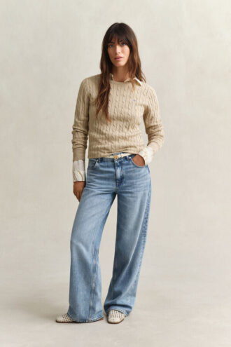 Cable Knit Crew Neck Sweater