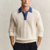 Cable Knit Polo Sweater