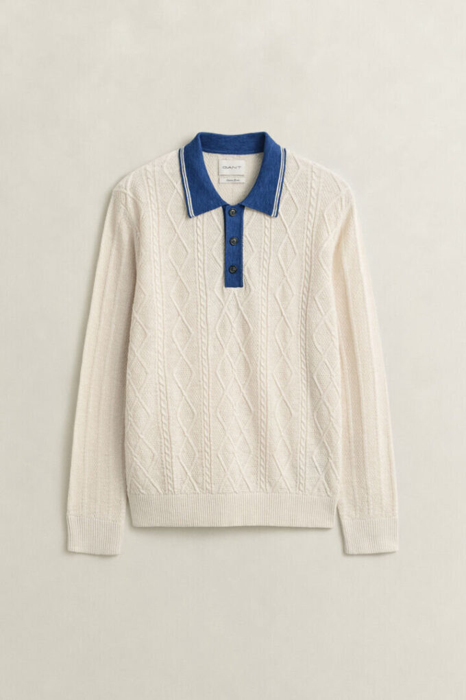 Cable Knit Polo Sweater