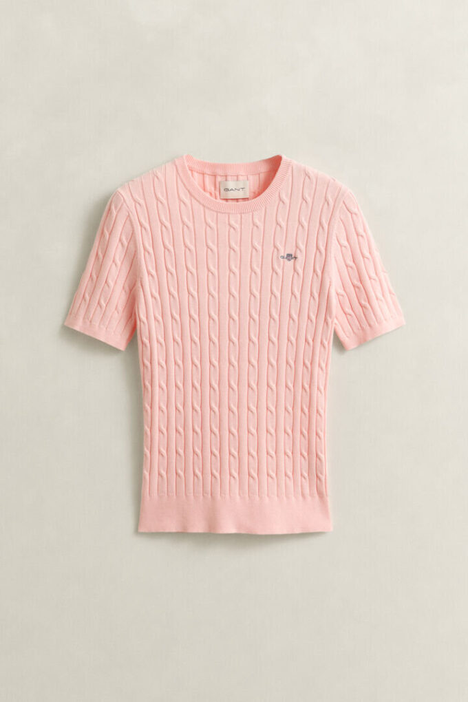 Cable Knit Short Sleeve Sweater