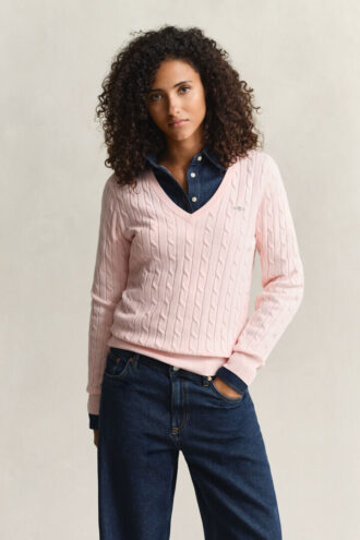 Cable Knit V-Neck Sweater