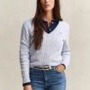 Cable Knit V-Neck Sweater