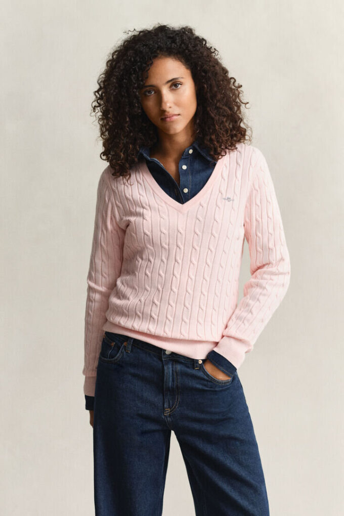 Cable Knit V-Neck Sweater