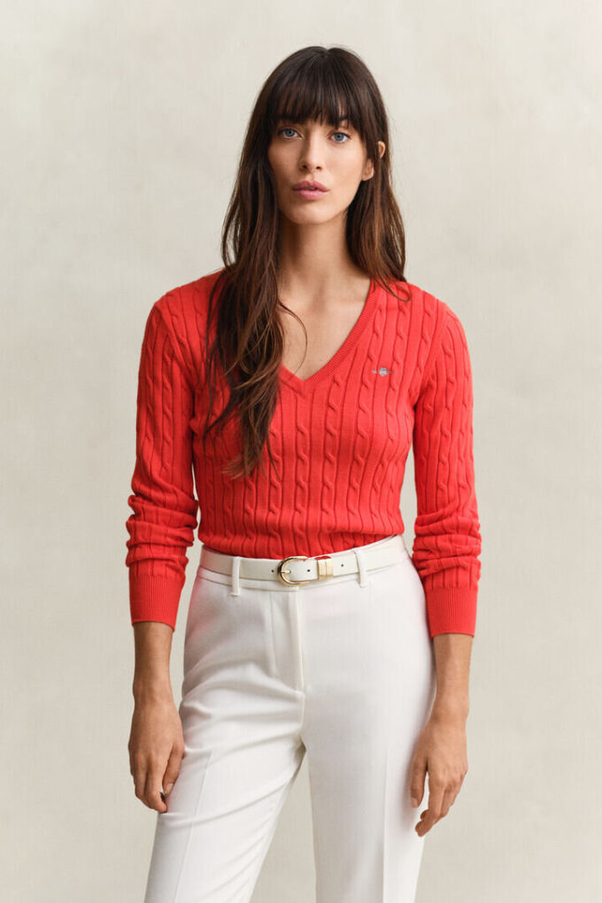 Cable Knit V-Neck Sweater