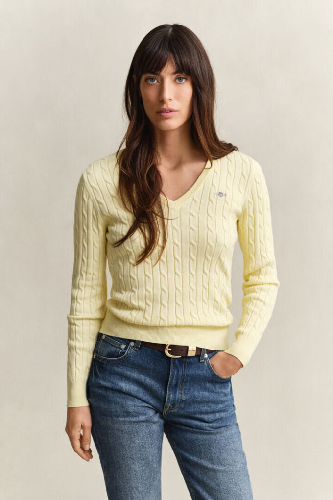 Cable Knit V-Neck Sweater