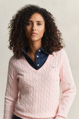 Cable Knit V-Neck Sweater
