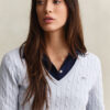 Cable Knit V-Neck Sweater
