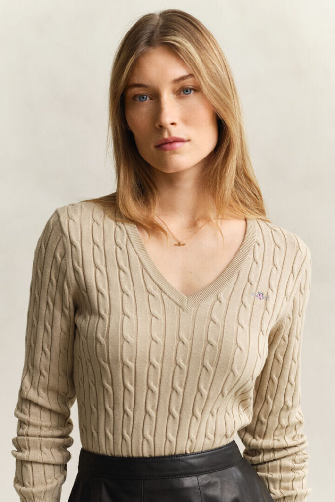 Cable Knit V-Neck Sweater