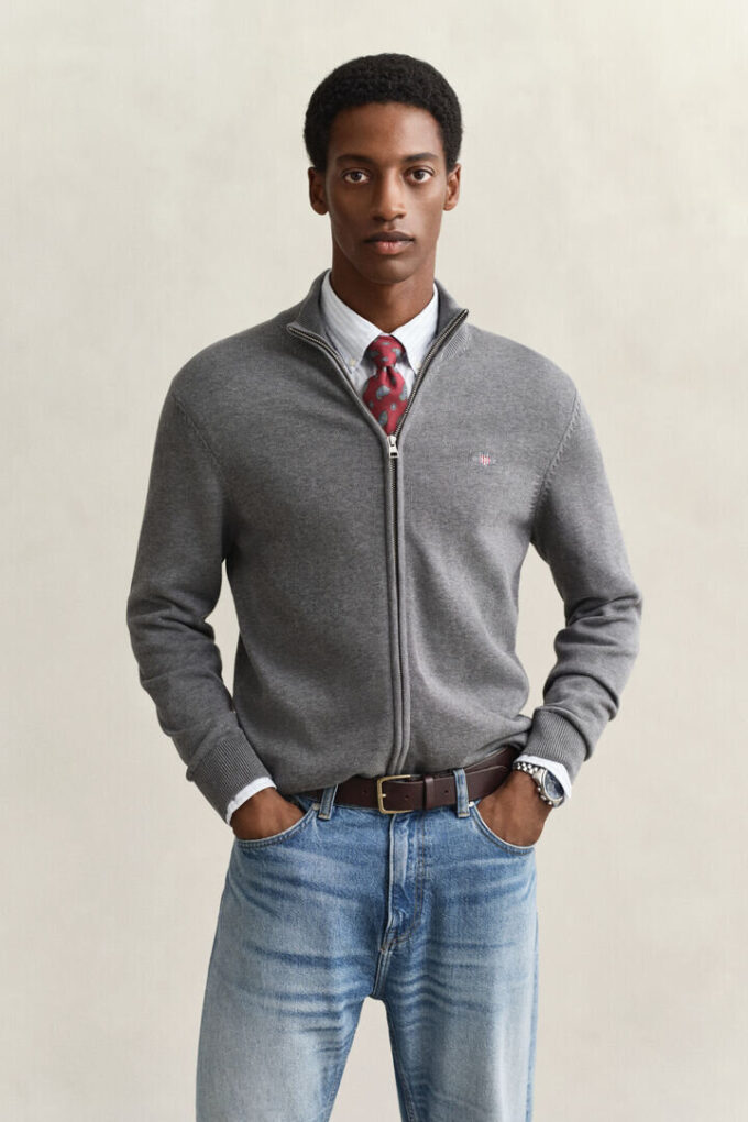 Casual Cotton Zip Cardigan
