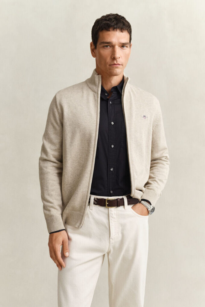 Casual Cotton Zip Cardigan