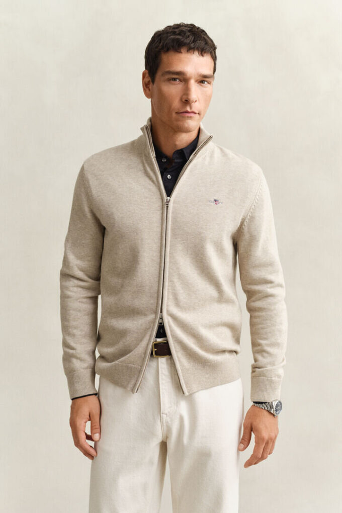 Casual Cotton Zip Cardigan