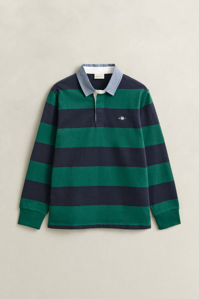 Chambray Collar Striped Heavy Rugger