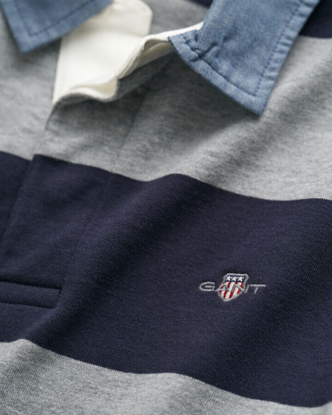 Chambray Collar Striped Heavy Rugger