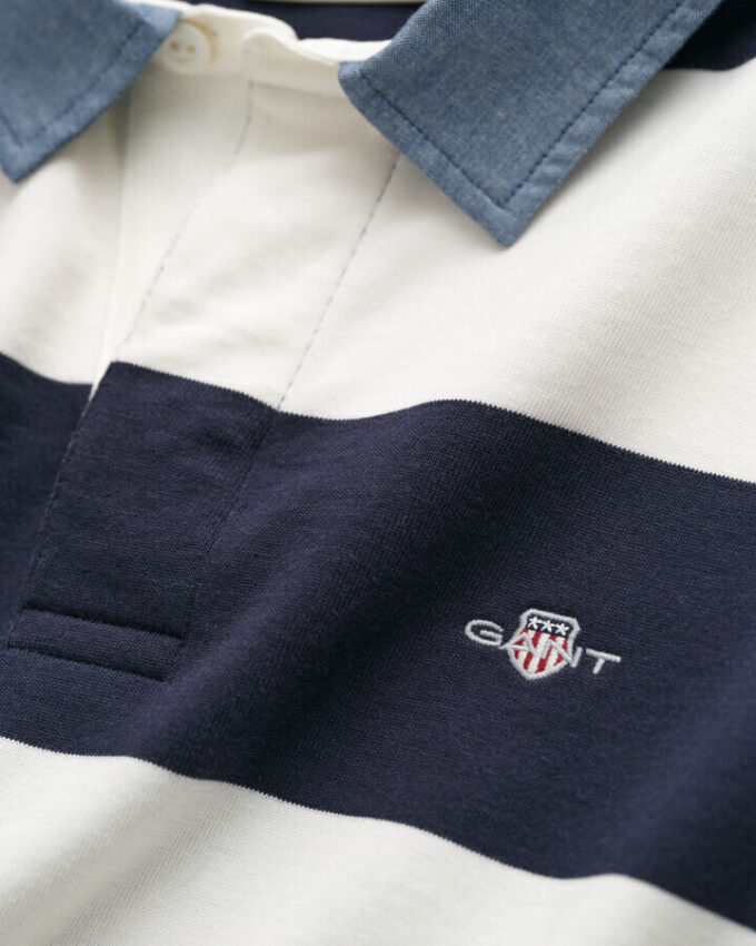 Chambray Collar Striped Heavy Rugger