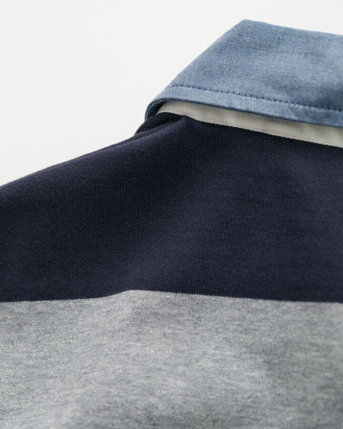 Chambray Collar Striped Heavy Rugger