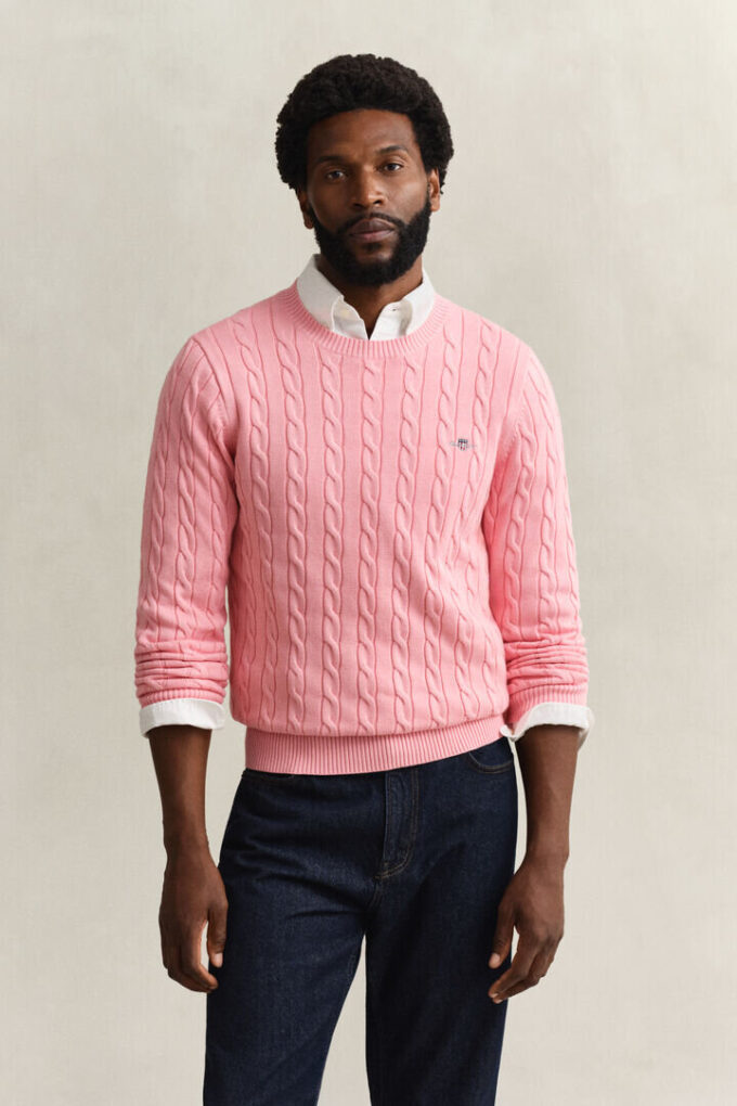 Cotton Cable Knit Crew Neck Sweater