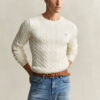 Cotton Cable Knit Crew Neck Sweater