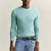 Cotton Cable Knit Crew Neck Sweater