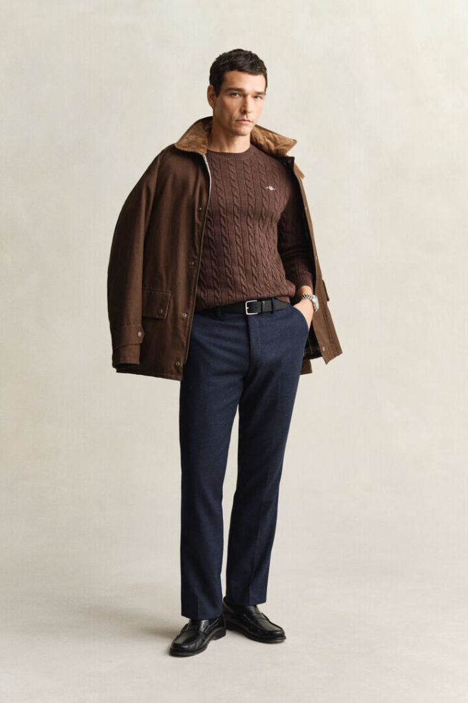 Cotton Cable Knit Crew Neck Sweater