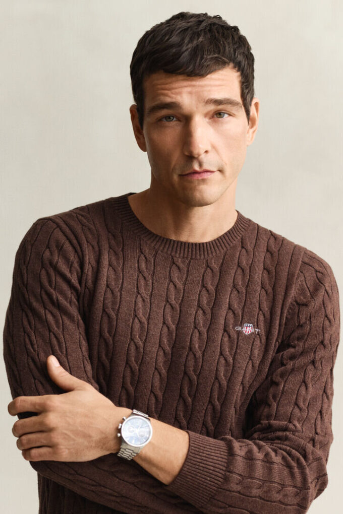 Cotton Cable Knit Crew Neck Sweater
