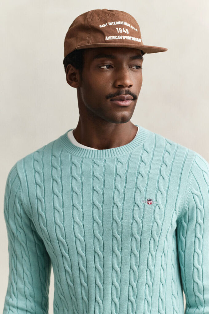 Cotton Cable Knit Crew Neck Sweater