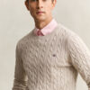 Cotton Cable Knit Crew Neck Sweater