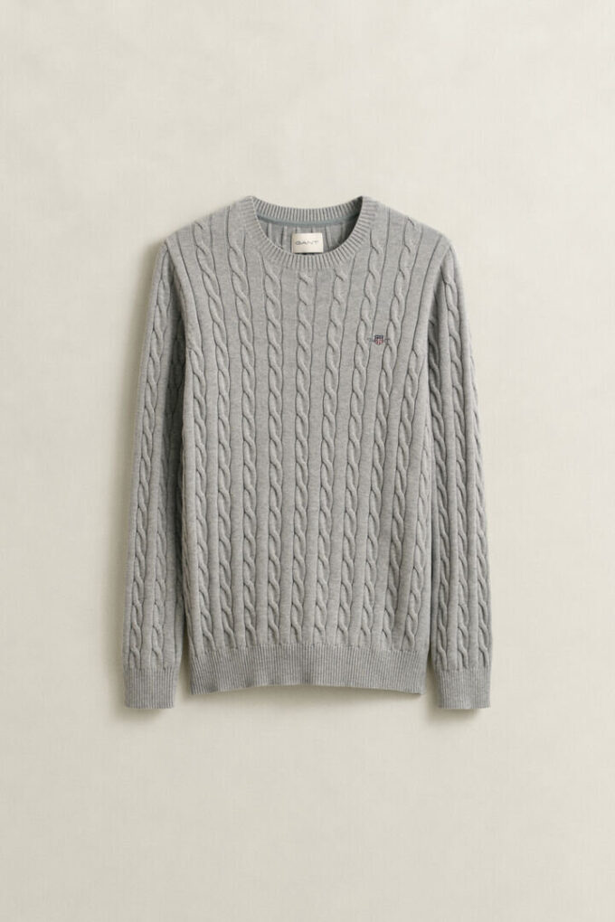 Cotton Cable Knit Crew Neck Sweater