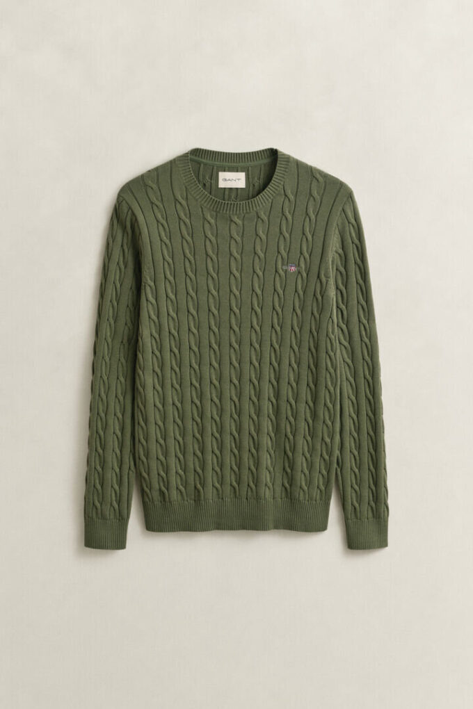 Cotton Cable Knit Crew Neck Sweater