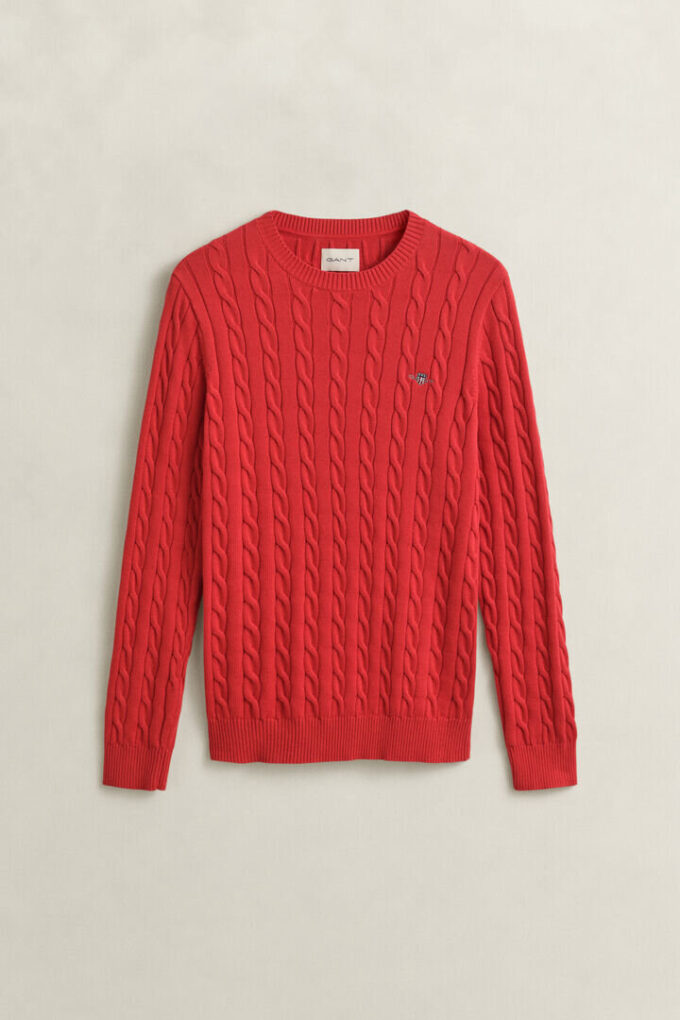 Cotton Cable Knit Crew Neck Sweater