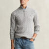 Cotton Cable Knit Half-Zip Sweater