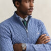 Cotton Cable Knit Half-Zip Sweater