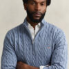 Cotton Cable Knit Half-Zip Sweater