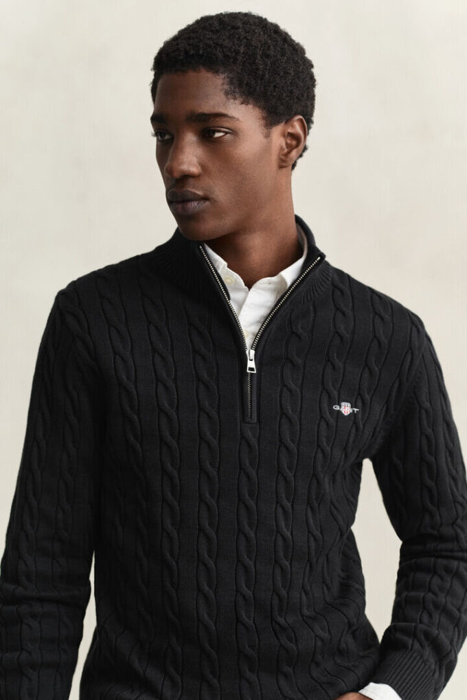 Cotton Cable Knit Half-Zip Sweater