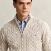 Cotton Cable Knit Half-Zip Sweater