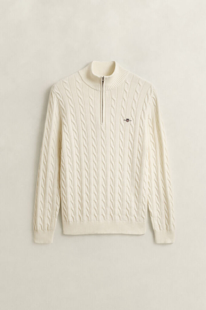 Cotton Cable Knit Half-Zip Sweater