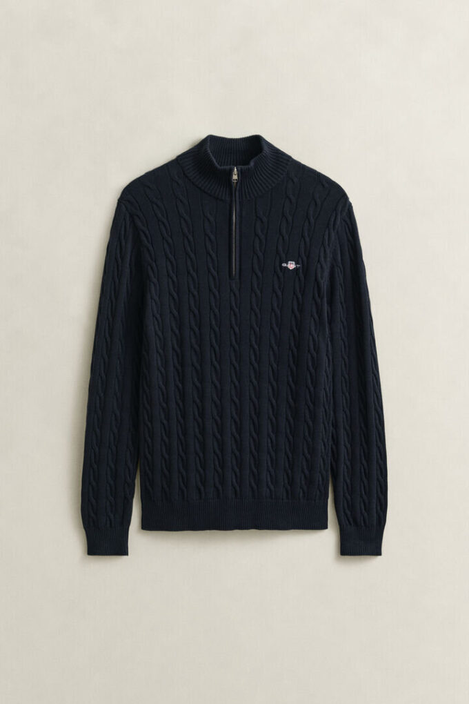 Cotton Cable Knit Half-Zip Sweater