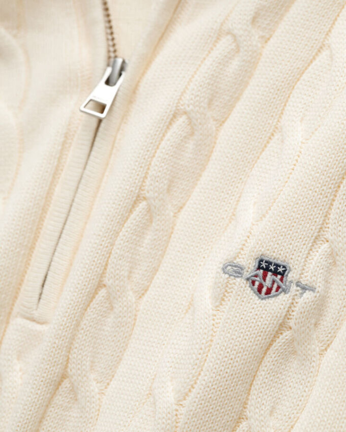 Cotton Cable Knit Half-Zip Sweater
