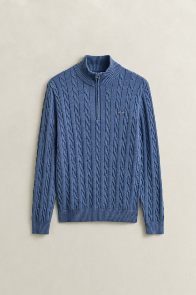 Cotton Cable Knit Half-Zip Sweater