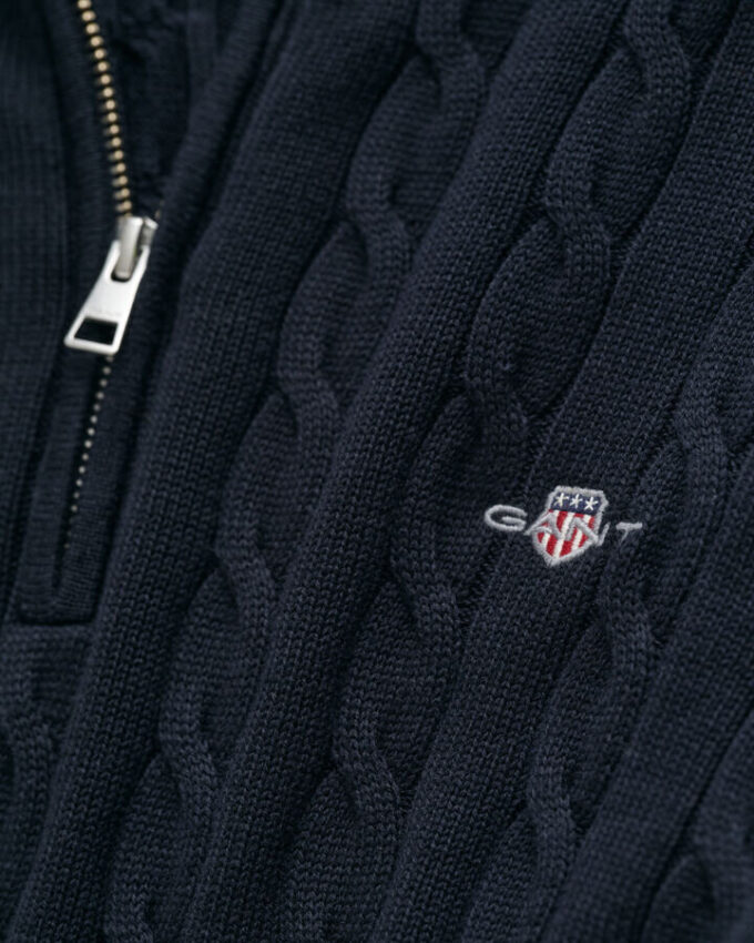 Cotton Cable Knit Half-Zip Sweater