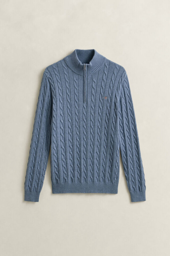 Cotton Cable Knit Half-Zip Sweater
