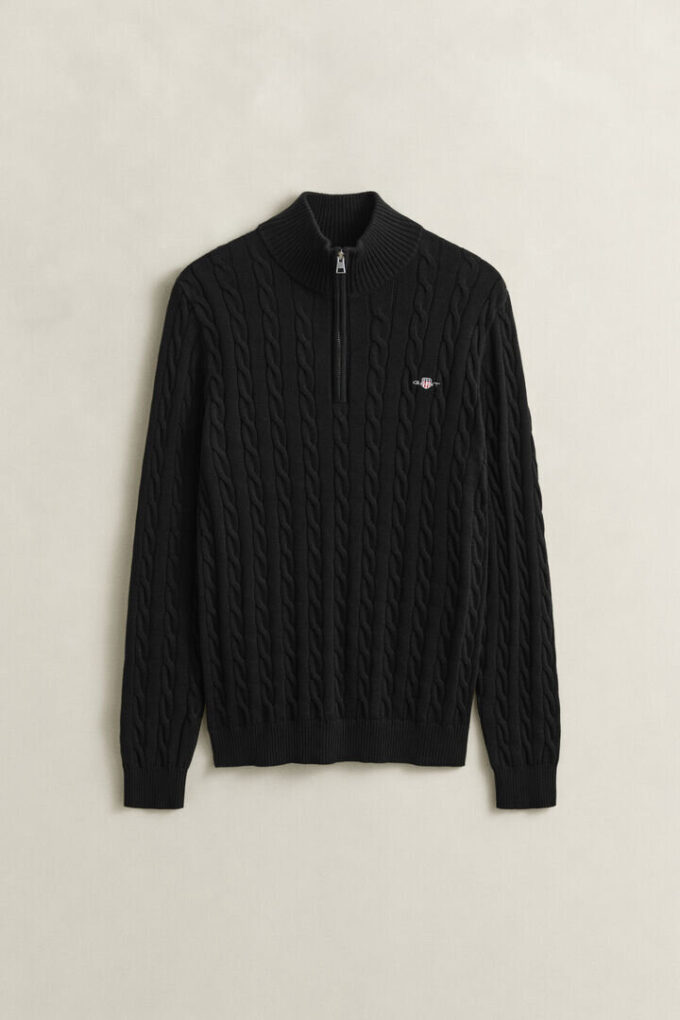 Cotton Cable Knit Half-Zip Sweater