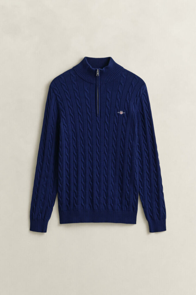 Cotton Cable Knit Half-Zip Sweater