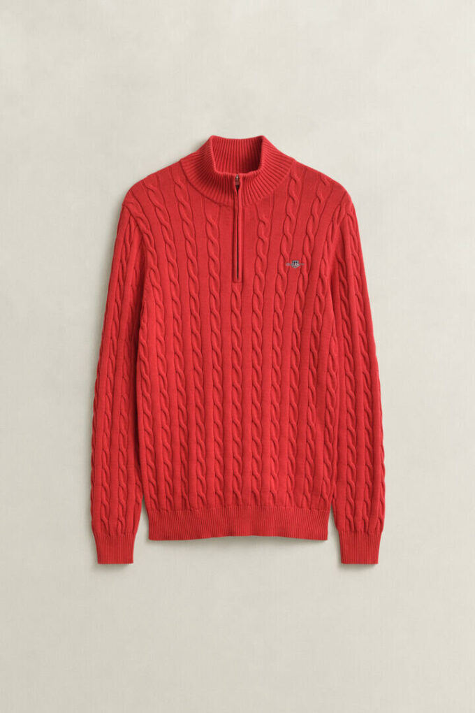 Cotton Cable Knit Half-Zip Sweater