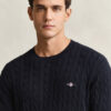 Cotton Cable Knit Short Sleeve Sweater