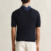 Cotton Cable Knit Short Sleeve Sweater