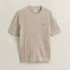 Cotton Cable Knit Short Sleeve Sweater