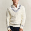 Cotton Cable Knit V-Neck Sweater