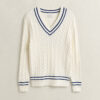 Cotton Cable Knit V-Neck Sweater