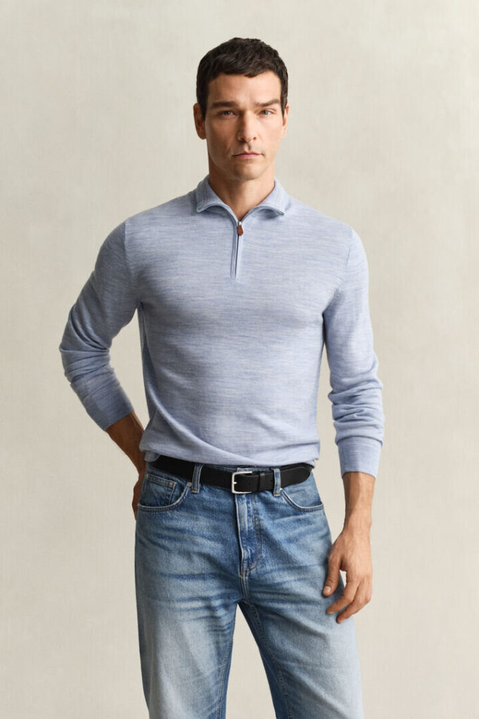 Extra Fine Merino Wool Half-Zip Sweater