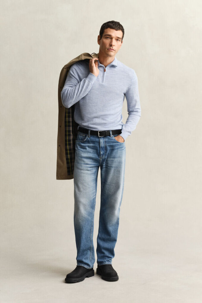 Extra Fine Merino Wool Half-Zip Sweater